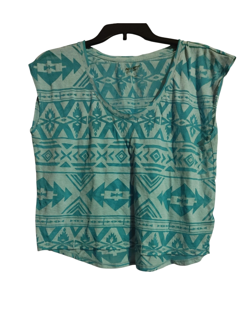 Arizona Jean Company Teal Aztec Scoop Neck Tank